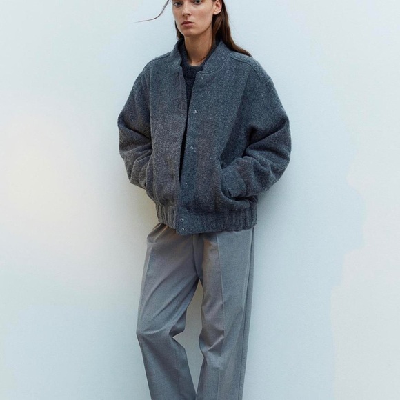 H&M Bomber Jacket Grey NEW NWT XS - Picture 2 of 6